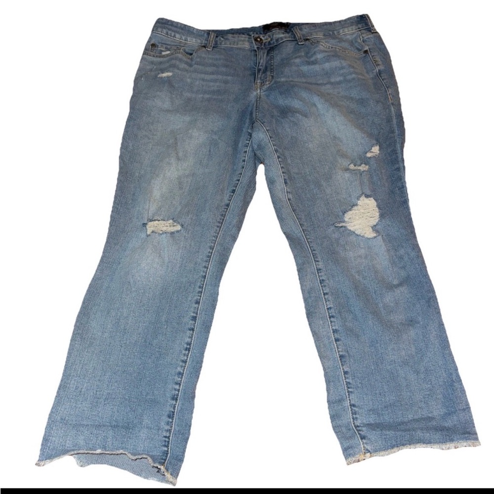 Torrid Light Wash Distressed Cropped Boyfriend Jeans Women’s 14 Vintage Stretch